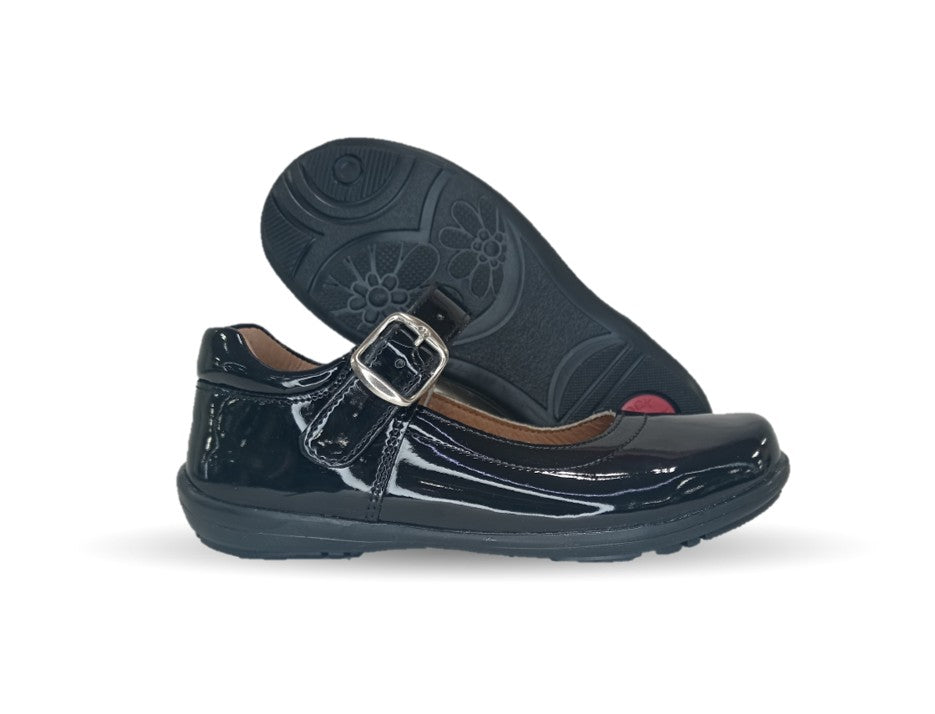 Zapato Escolar y Casual con hebilla Yondeer 1110 Charol Negro