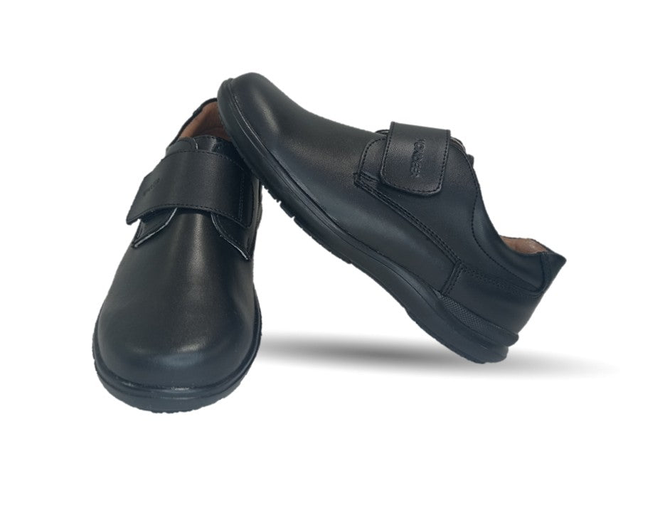 Zapato Escolar y Casual de piel con contactel Yondeer 3800 Negro para niño