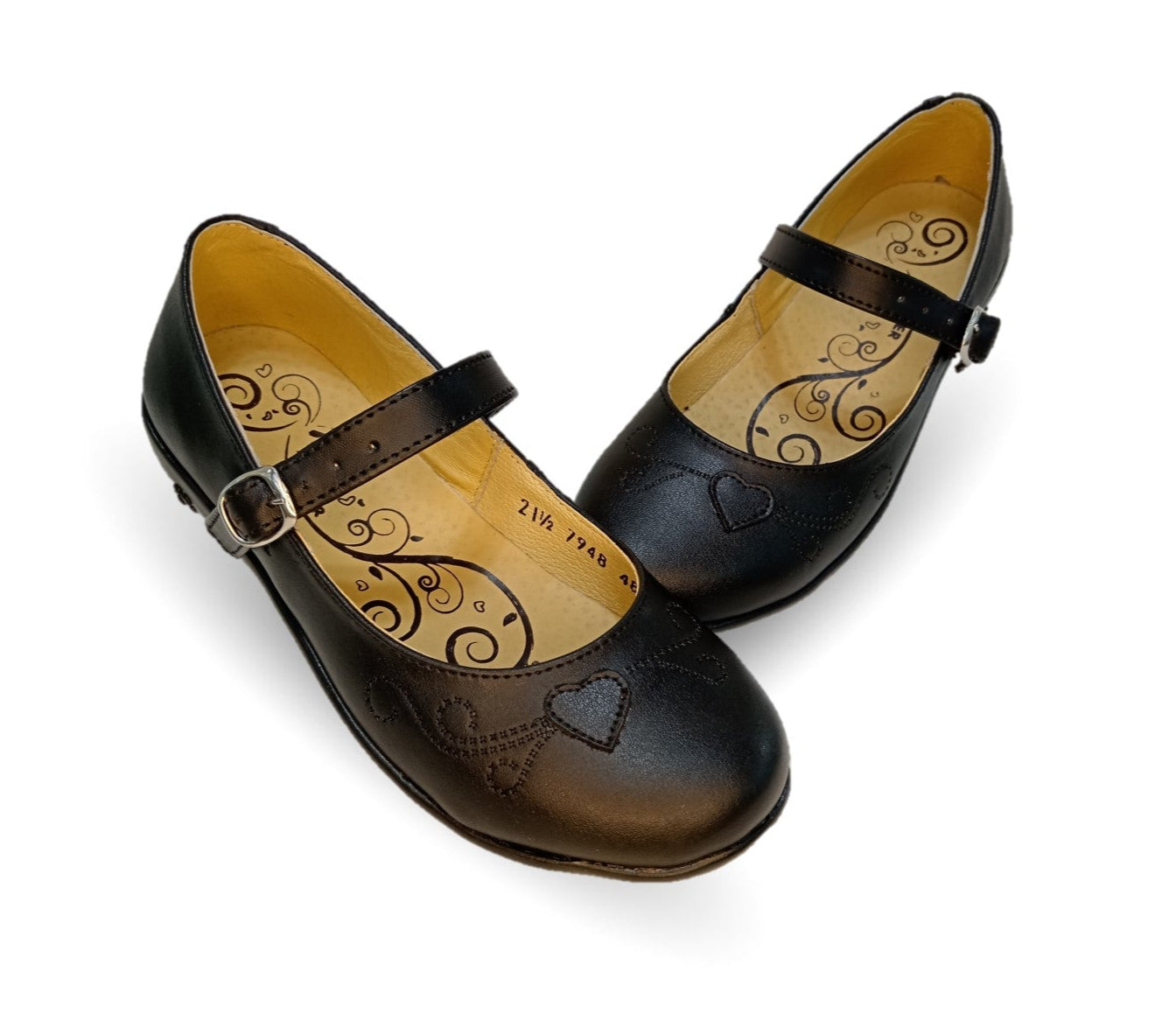 Zapato Escolar y Casual de piel con hebilla Yondeer 4810 Negro para niña