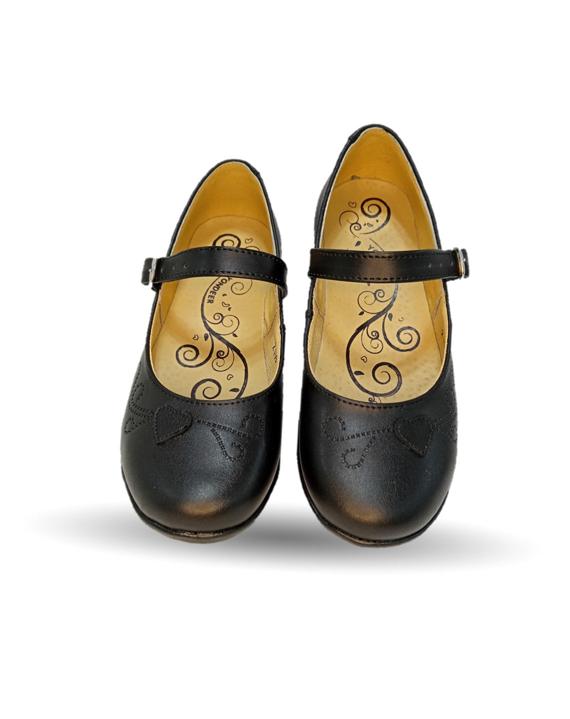 Zapato Escolar y Casual de piel con hebilla Yondeer 4810 Negro para niña