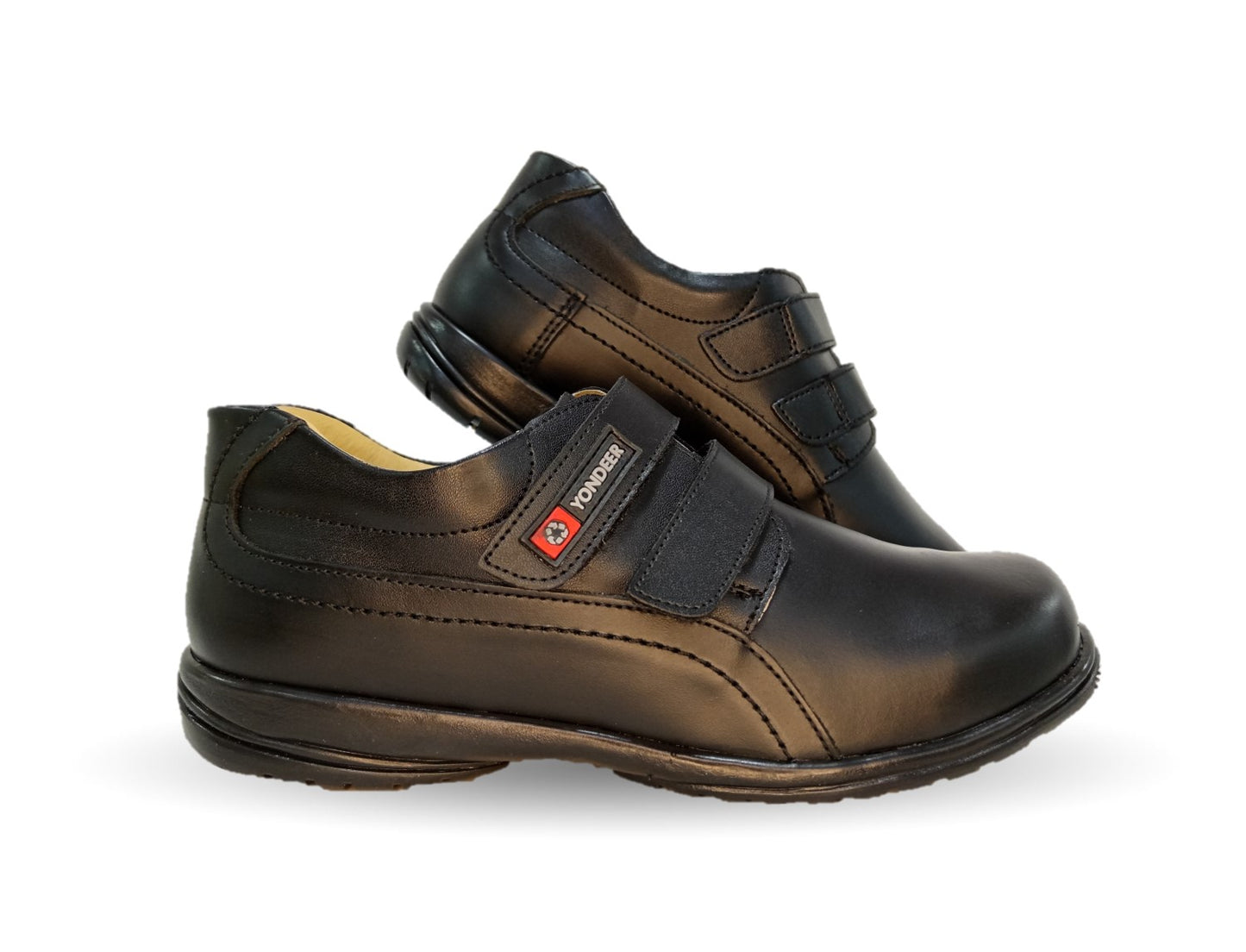 Zapato Escolar y Casual de piel con contactel Yondeer 5514 Negro para niño