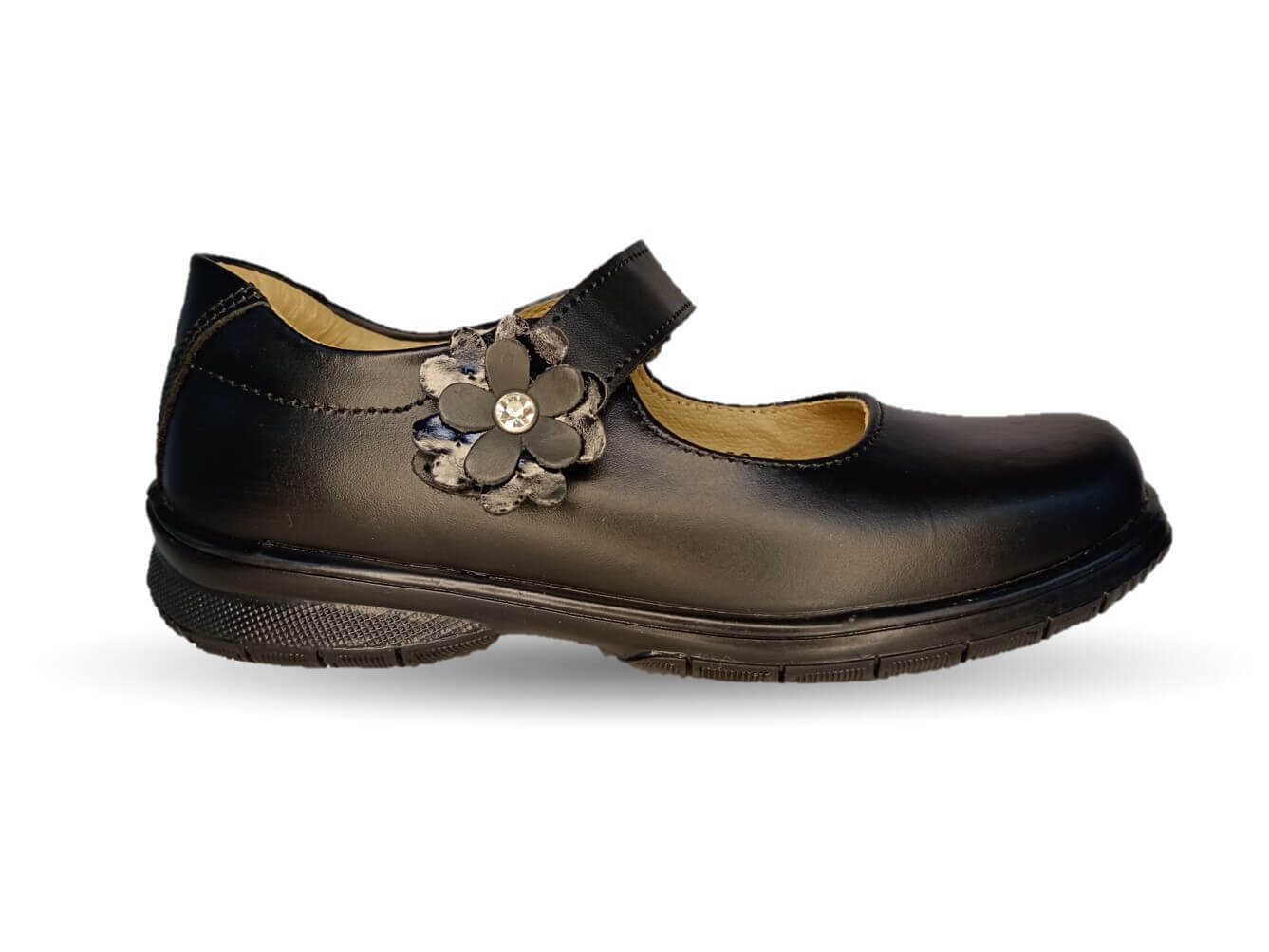 Zapato Escolar y Casual de piel con contactel Yondeer 5806 Negro para niña y mujer