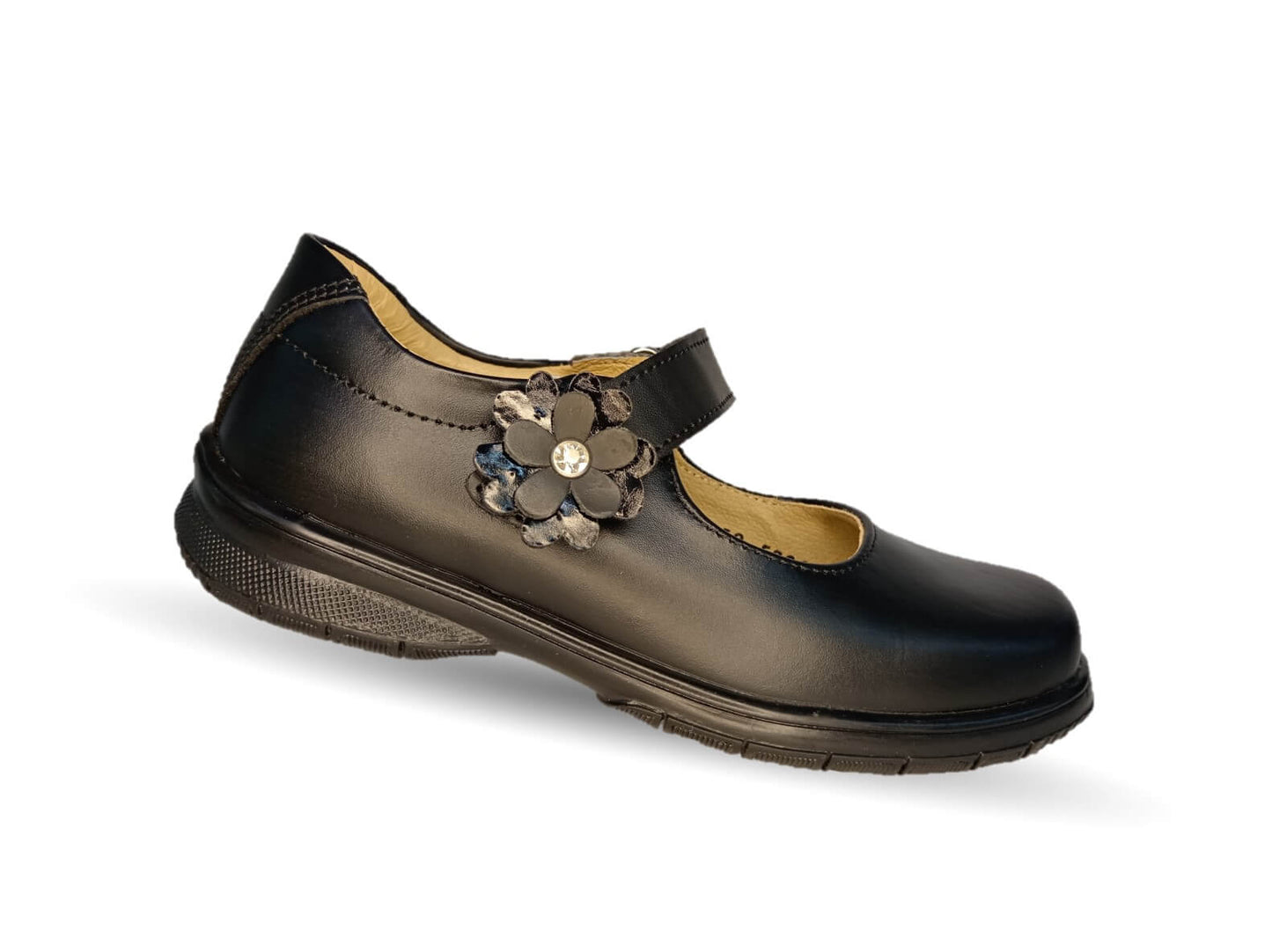 Zapato Escolar y Casual de piel con contactel Yondeer 5806 Negro para niña y mujer