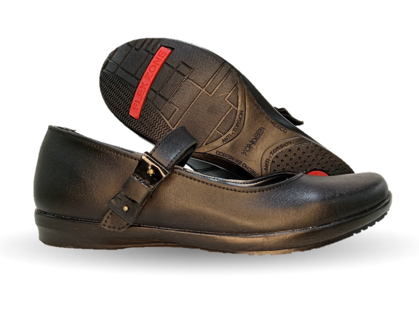Zapato Escolar y Casual de piel con contactel Yondeer 6800 Negro para niña