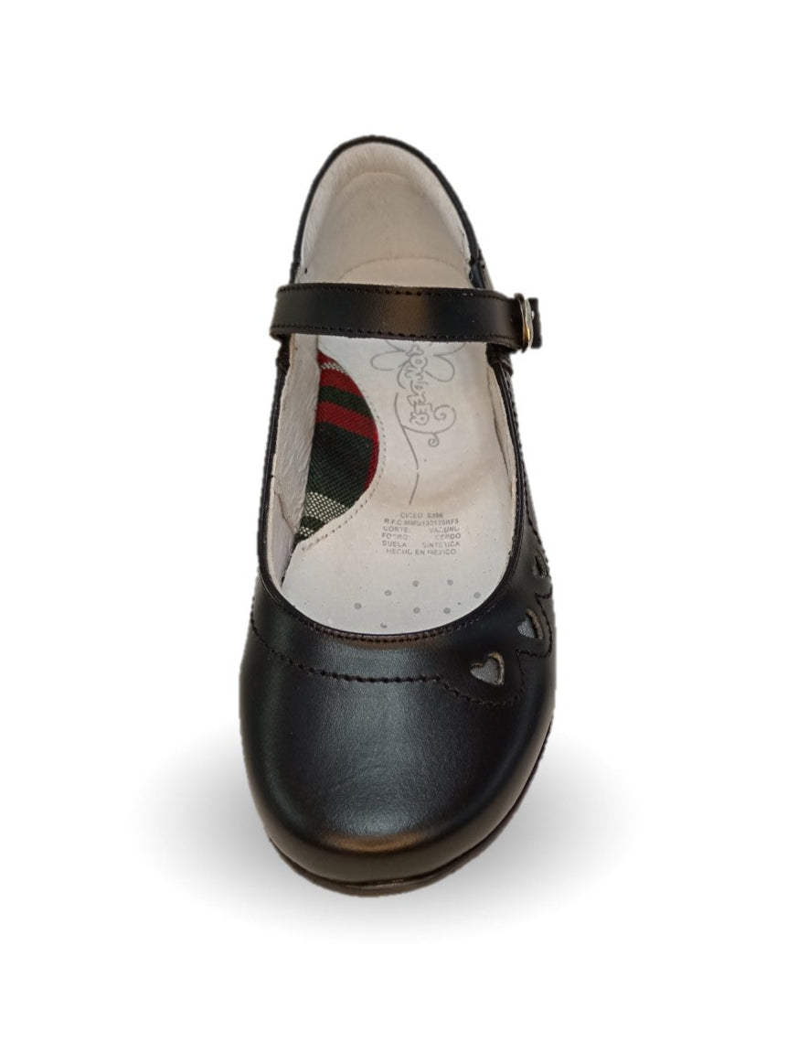 Zapato Escolar y Casual de piel con hebilla Yondeer 6819 Negro para niña