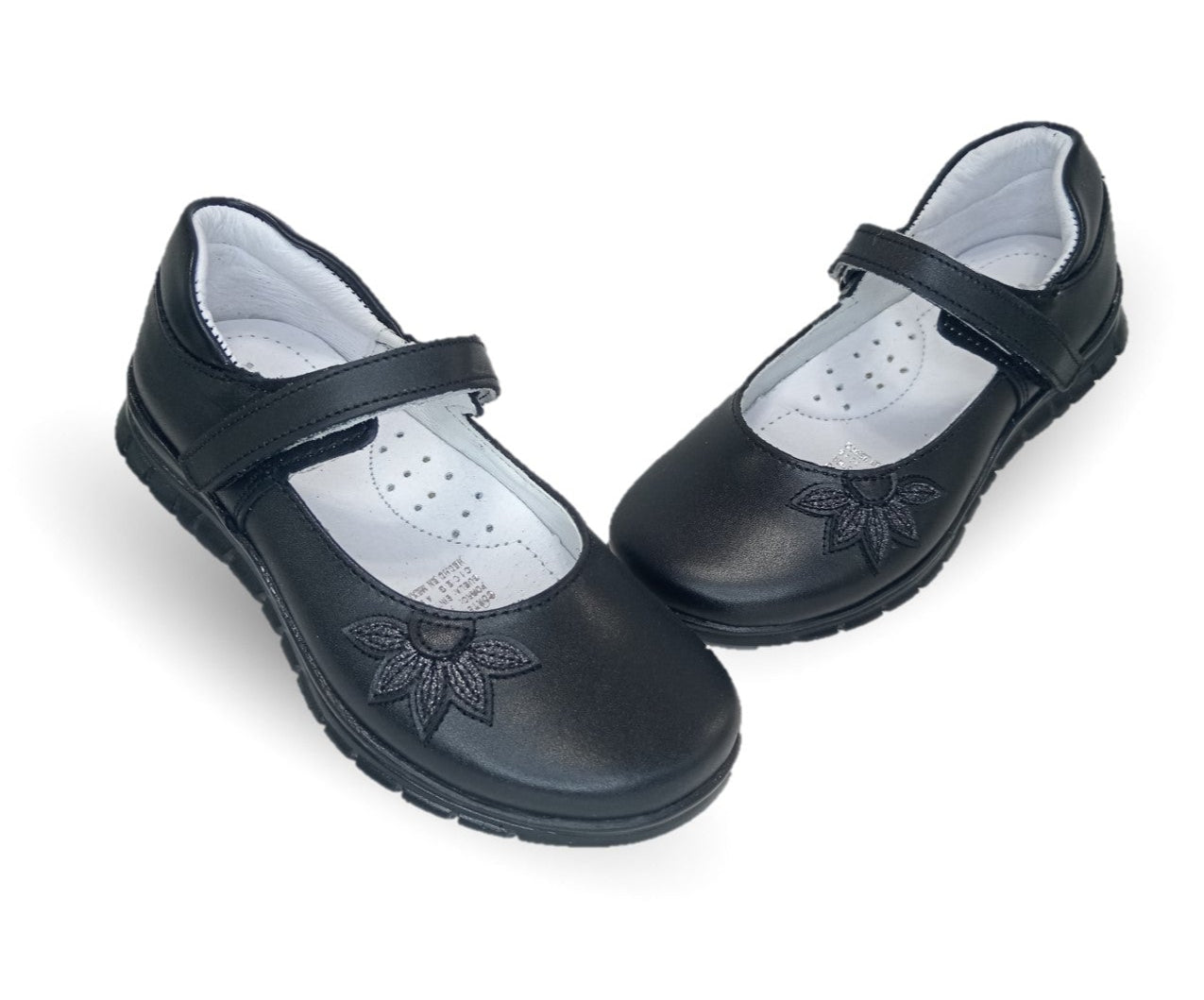Zapato Escolar y Casual de piel con contactel Yuyin 20241 Negro para niña