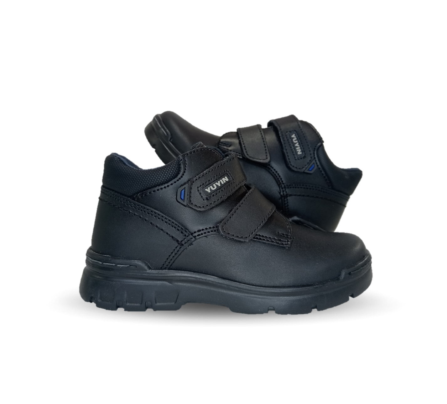 Zapato tipo Bota Escolar y Casual de piel con contactel Yuyin 23300 Negro para niño