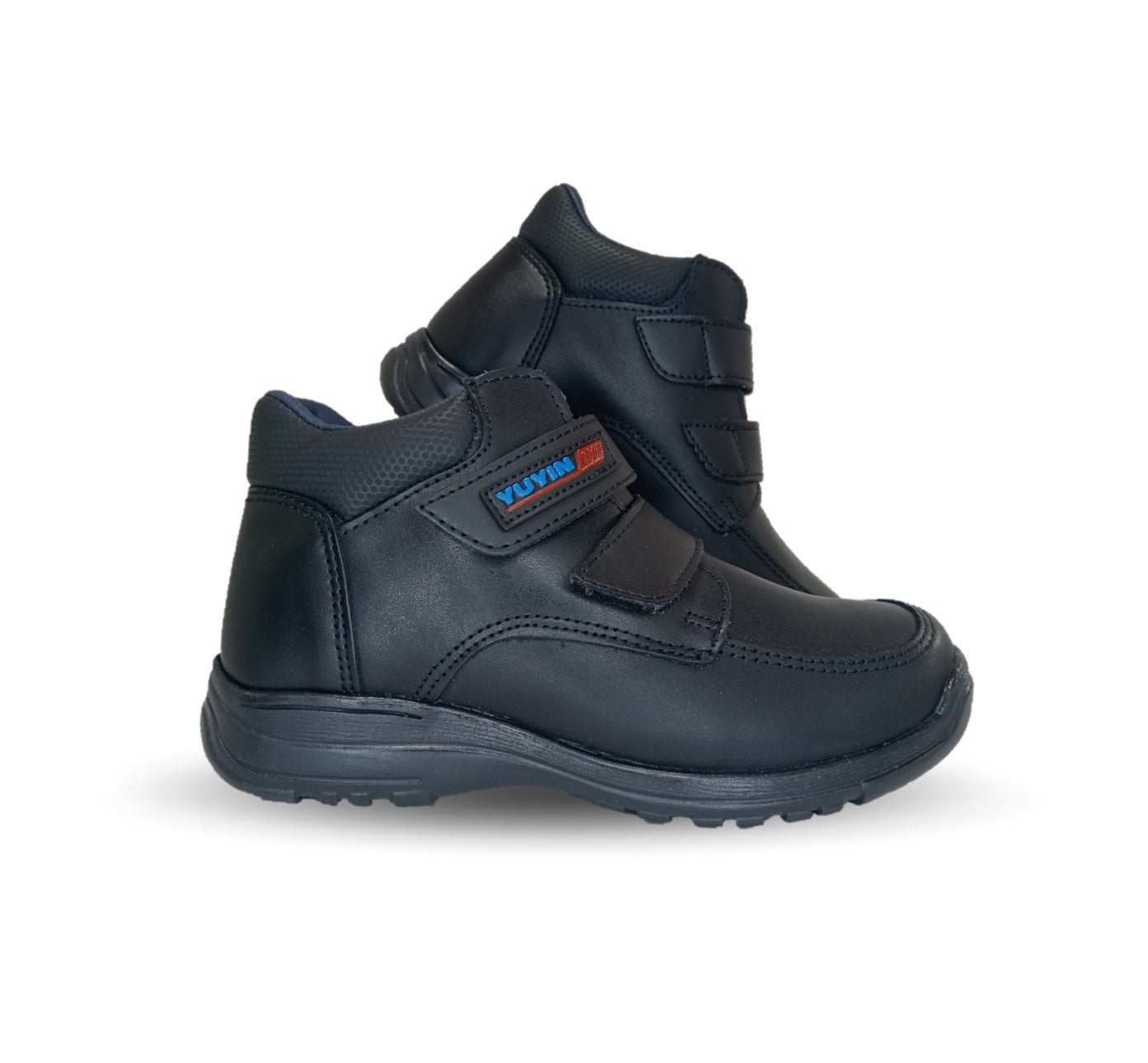 Zapato tipo Bota Escolar y Casual de piel con contactel Yuyin 29150 Negro para niño