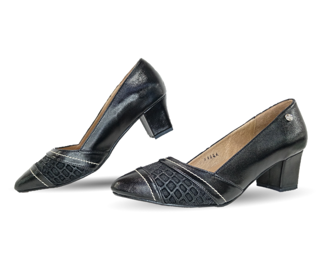 Zapatilla de Confort y Vestir de piel de ternera con Shock Point Capricho 88004 Negro para mujer