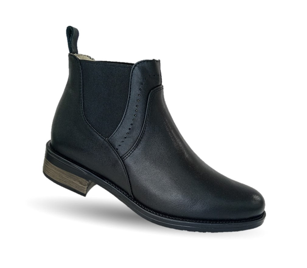 Botín Casual Chelsea de piel de ternera Lady Christian 301 Negro para mujer
