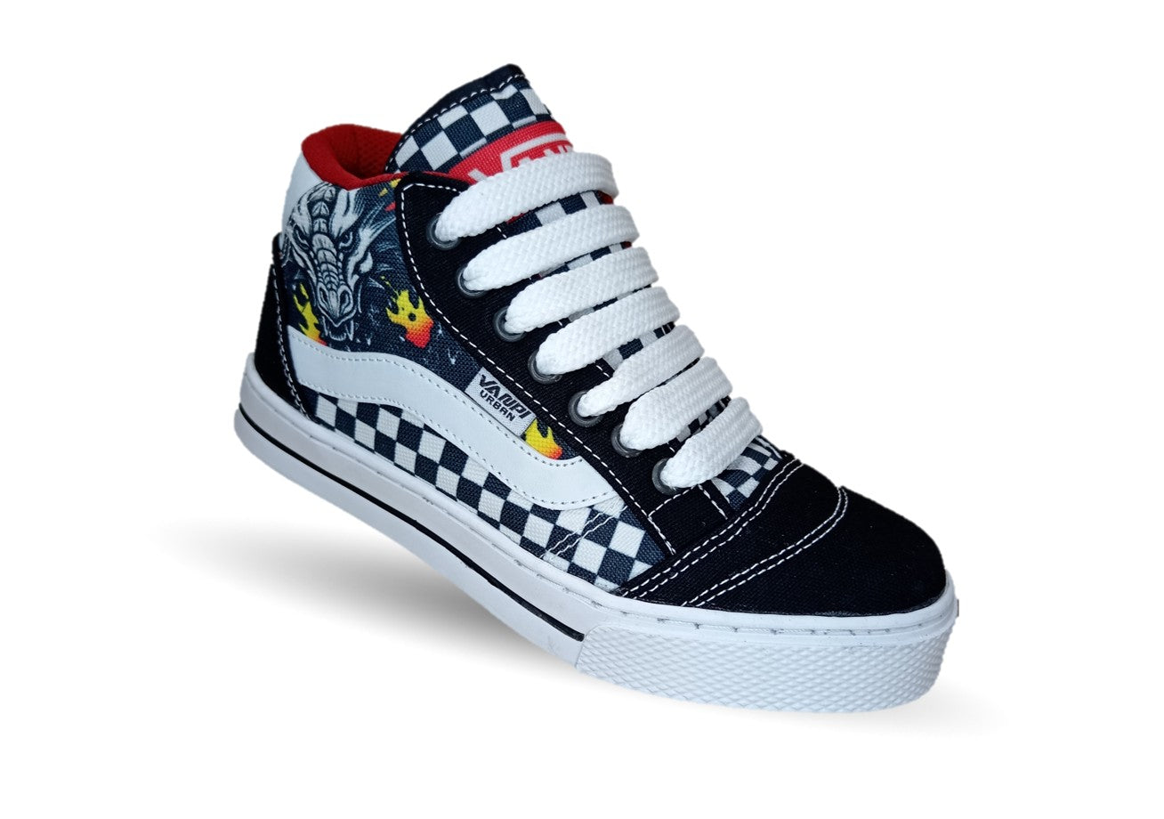 Tenis Urbano Vanpi 730 Negro/Blanco/Rojo Unisex para mujer y hombre