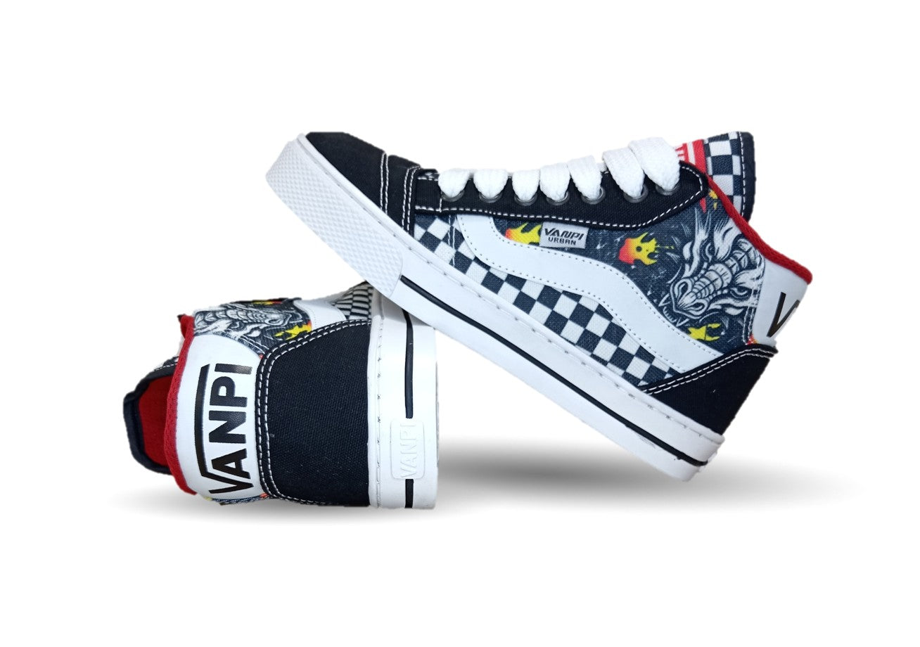 Tenis Urbano Vanpi 730 Negro/Blanco/Rojo Unisex para mujer y hombre