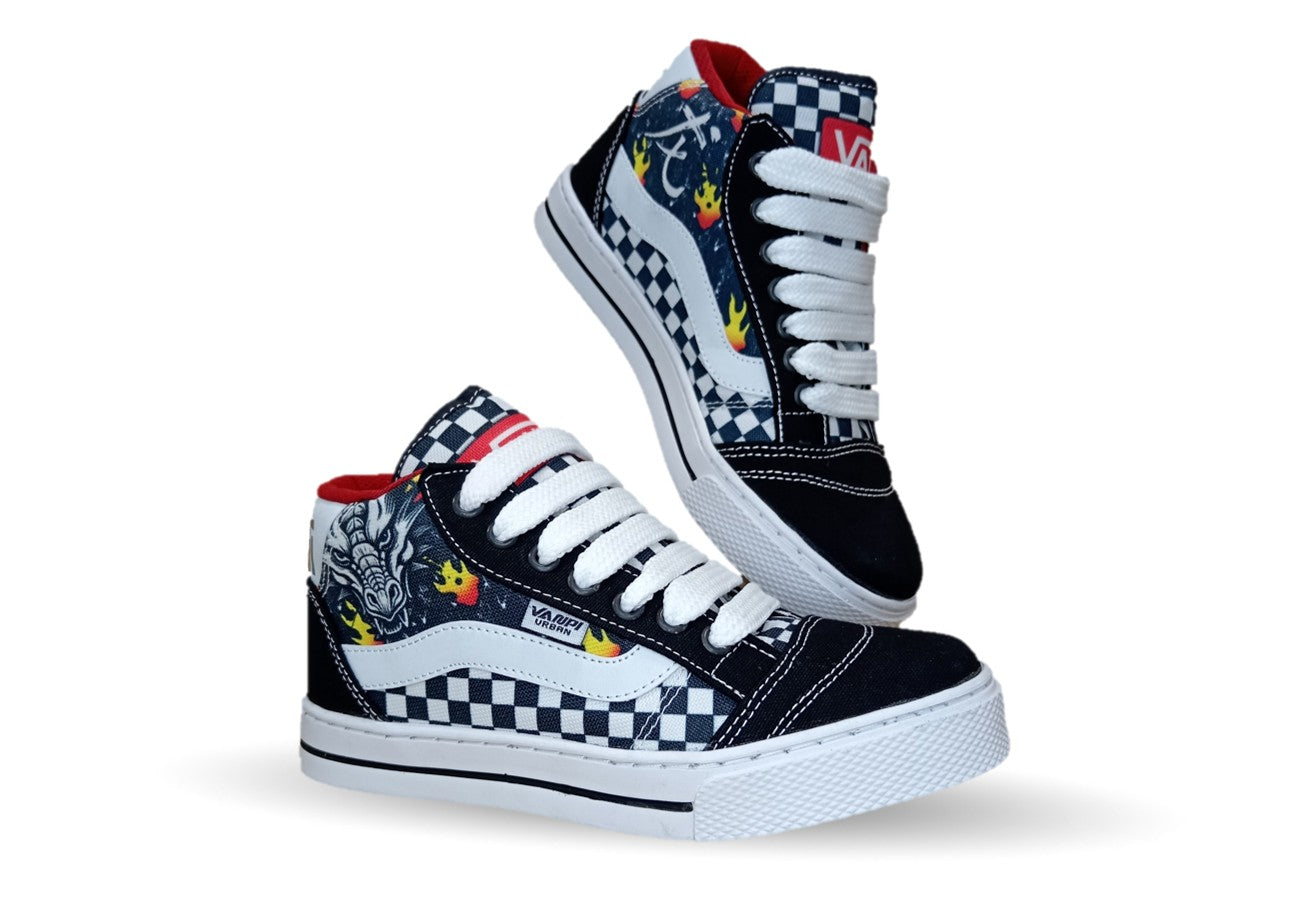 Tenis Urbano Vanpi 730 Negro/Blanco/Rojo Unisex para mujer y hombre