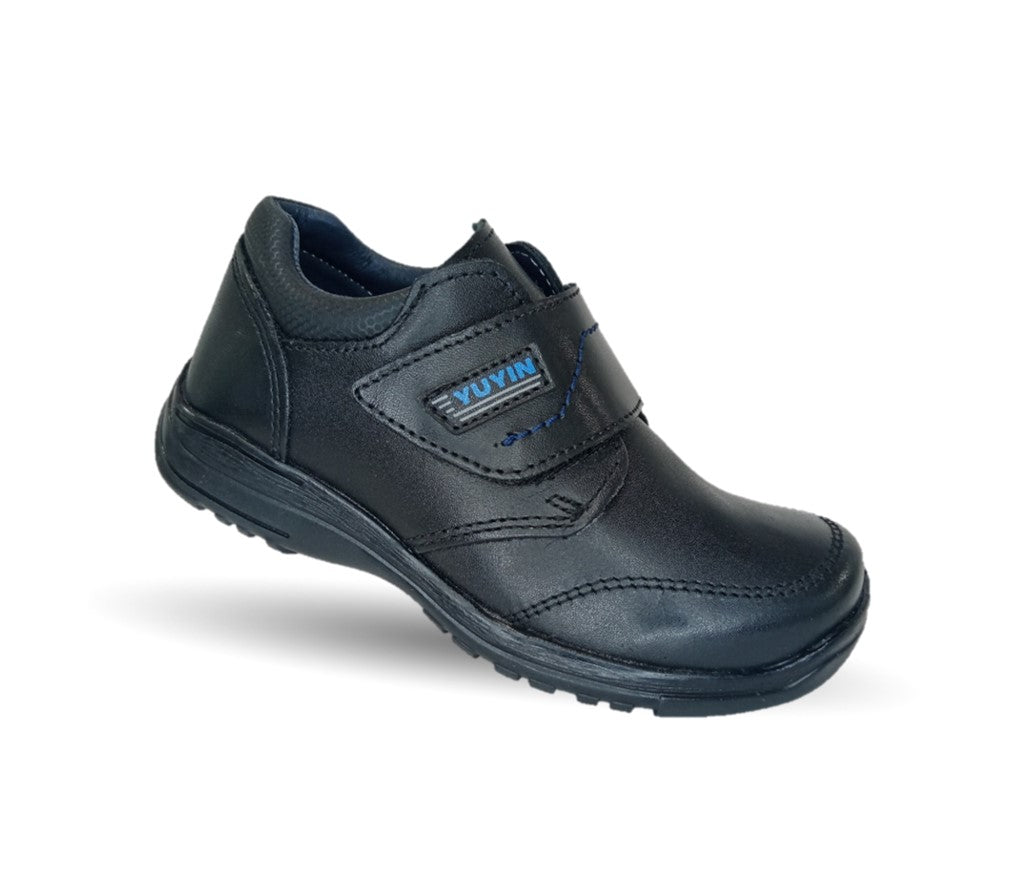 Zapato Escolar y Casual de piel con contactel Yuyin 29141 Negro para niño