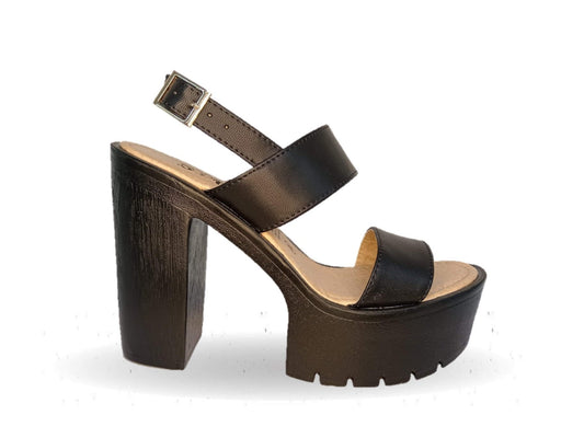 Sandalia de moda con tacón alto 50 Fifty 20 Negro para mujer