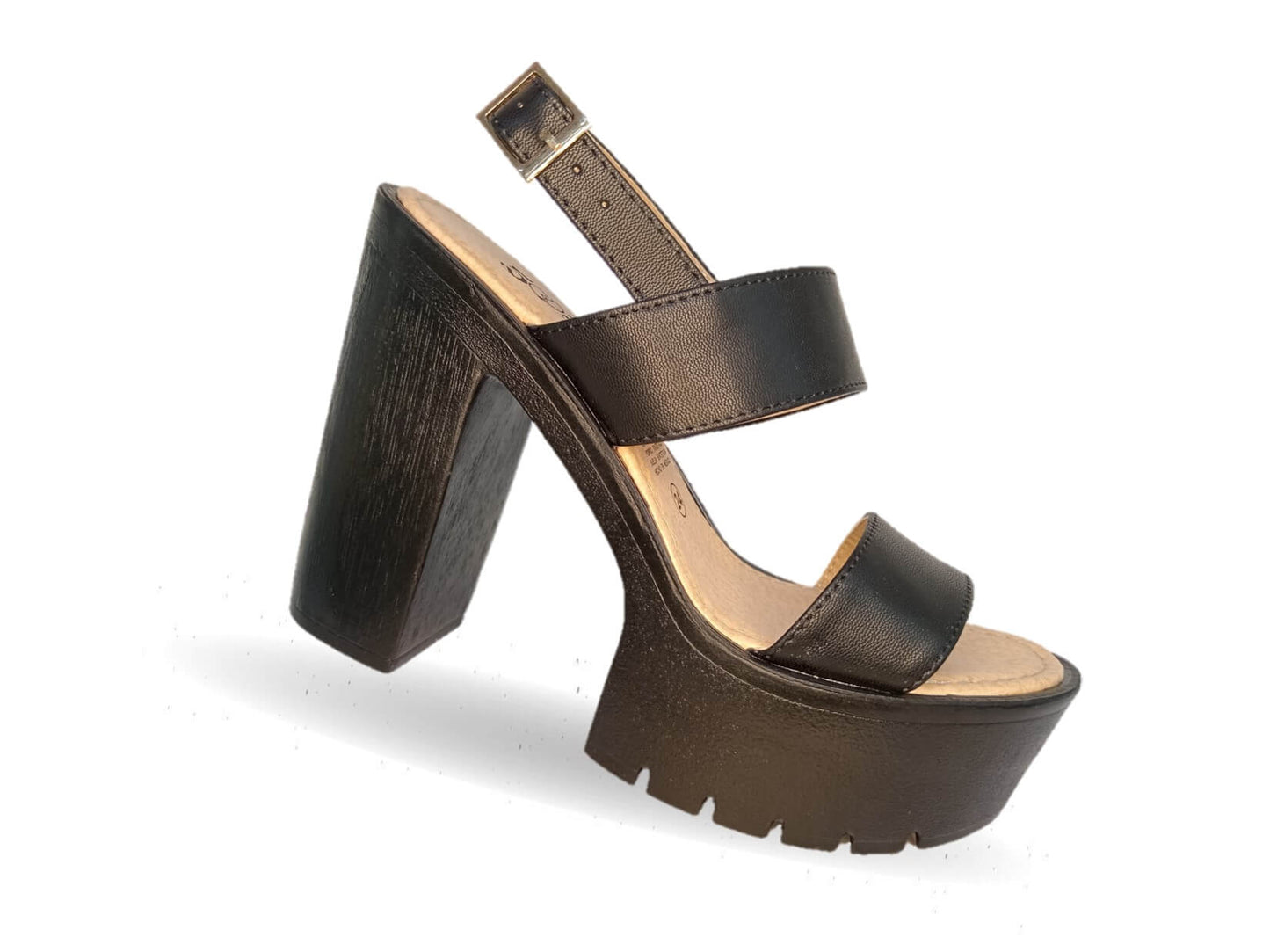 Sandalia de moda con tacón alto 50 Fifty 20 Negro para mujer