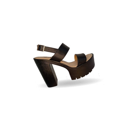 Sandalia de moda con tacón alto 50 Fifty 20 Negro para mujer