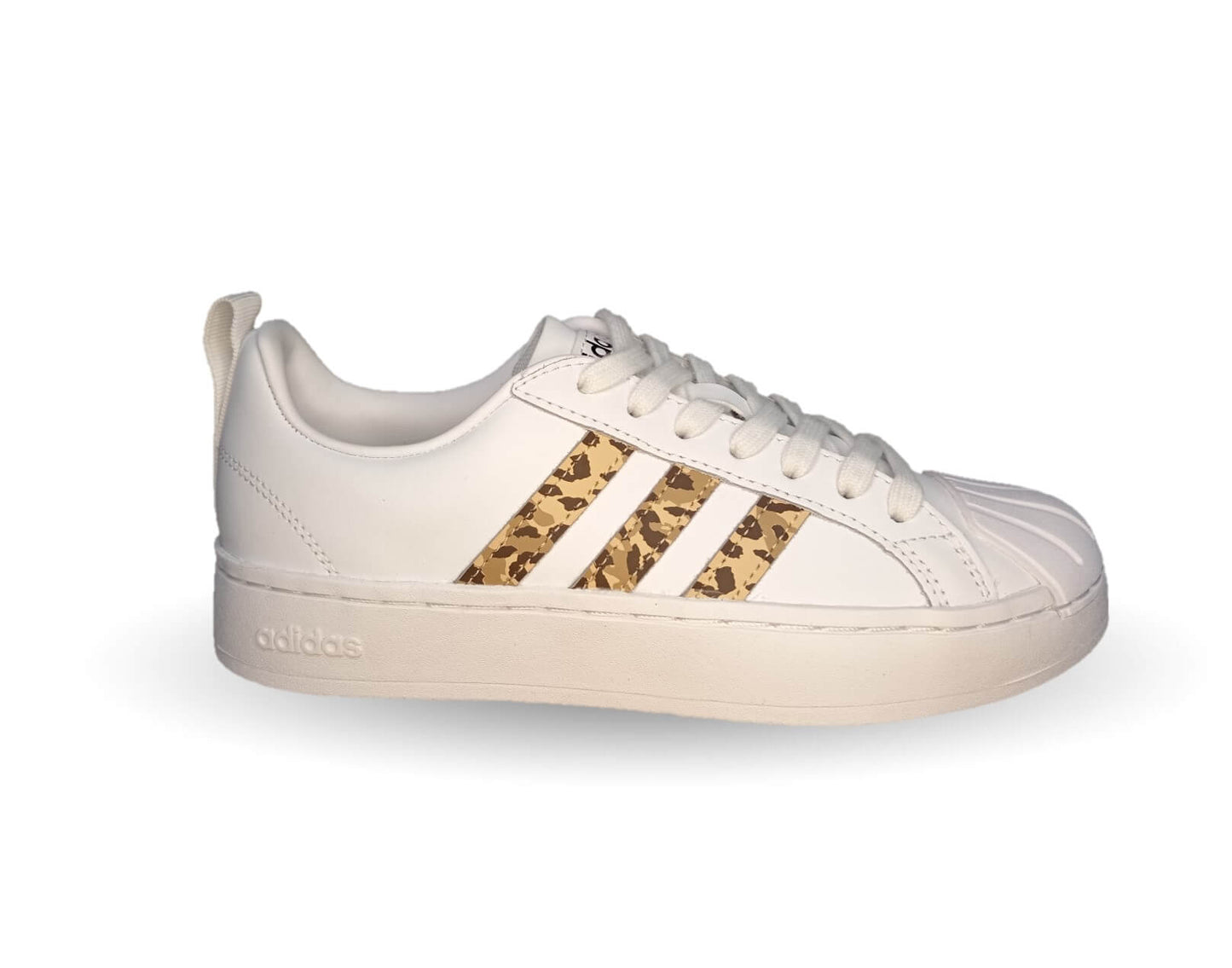 Tenis Urbano de piel Adidas 4969 Blanco/Leopardo para mujer