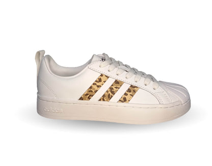 Tenis Urbano de piel Adidas 4969 Blanco/Leopardo para mujer