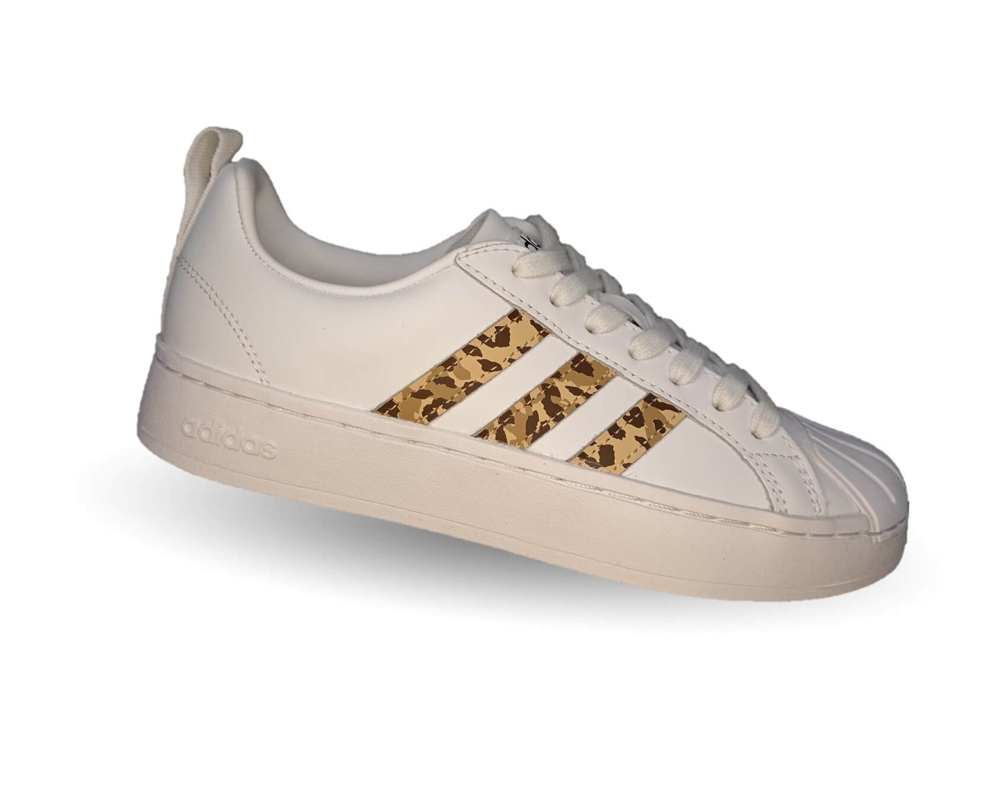 Tenis Urbano de piel Adidas 4969 Blanco/Leopardo para mujer