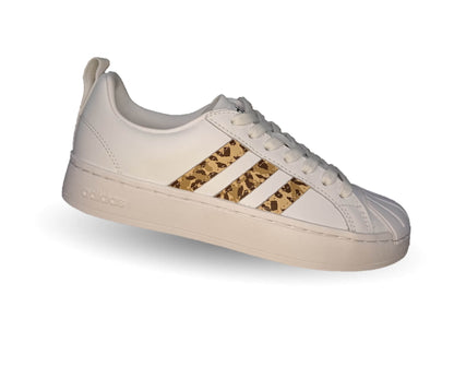 Tenis Urbano de piel Adidas 4969 Blanco/Leopardo para mujer