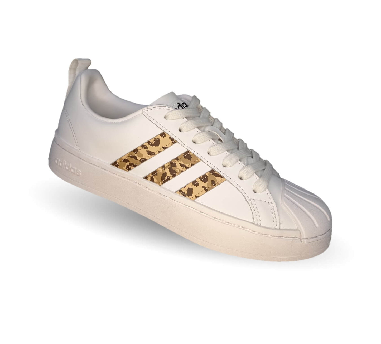 Tenis Urbano de piel Adidas 4969 Blanco/Leopardo para mujer
