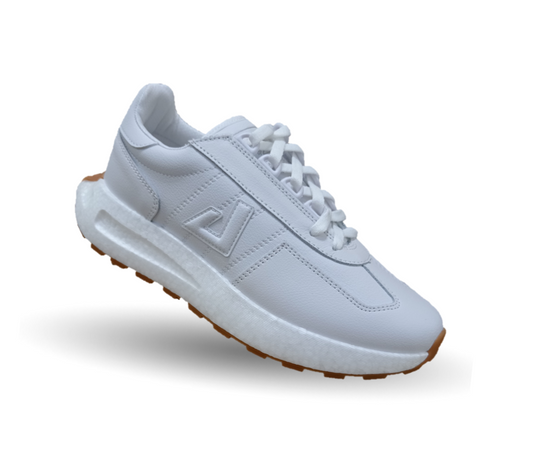 Tenis Urbano y deportivo de piel Apoort 5025 Blanco/Blanco Unisex para hombre y mujer
