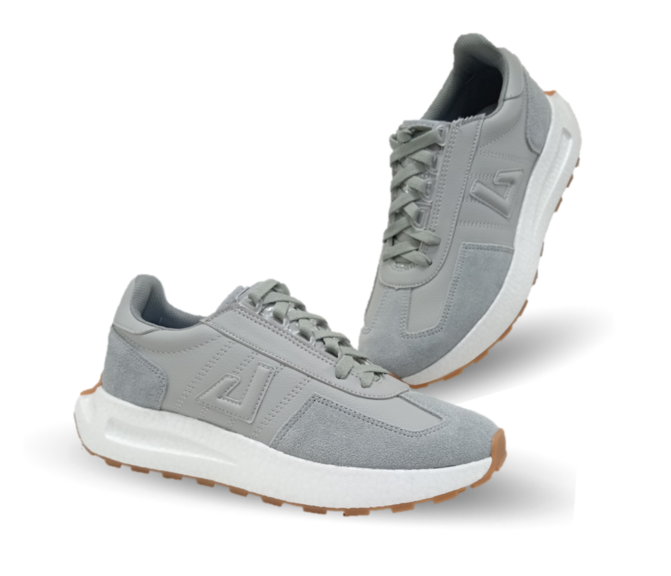 Tenis Urbano y deportivo de piel Apoort 5025 Gris Unisex para hombre y mujer