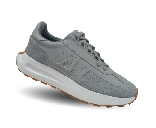 Tenis Urbano y deportivo de piel Apoort 5025 Gris Unisex para hombre y mujer