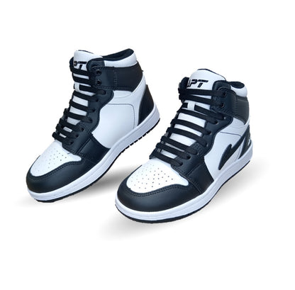 Tenis  Urbano tipo Bota de piel con agujetas Apt 409 Negro/Blanco Unisex para niño, niña, dama y junior