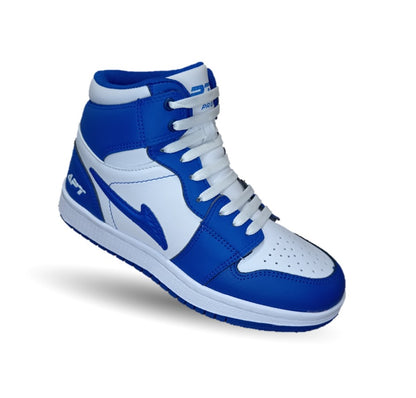 Tenis  Urbano tipo Bota de piel con agujetas Apt 409 Azul Rey/Blanco Unisex para niño, niña, dama y junior