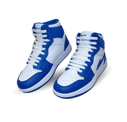 Tenis  Urbano tipo Bota de piel con agujetas Apt 409 Azul Rey/Blanco Unisex para niño, niña, dama y junior