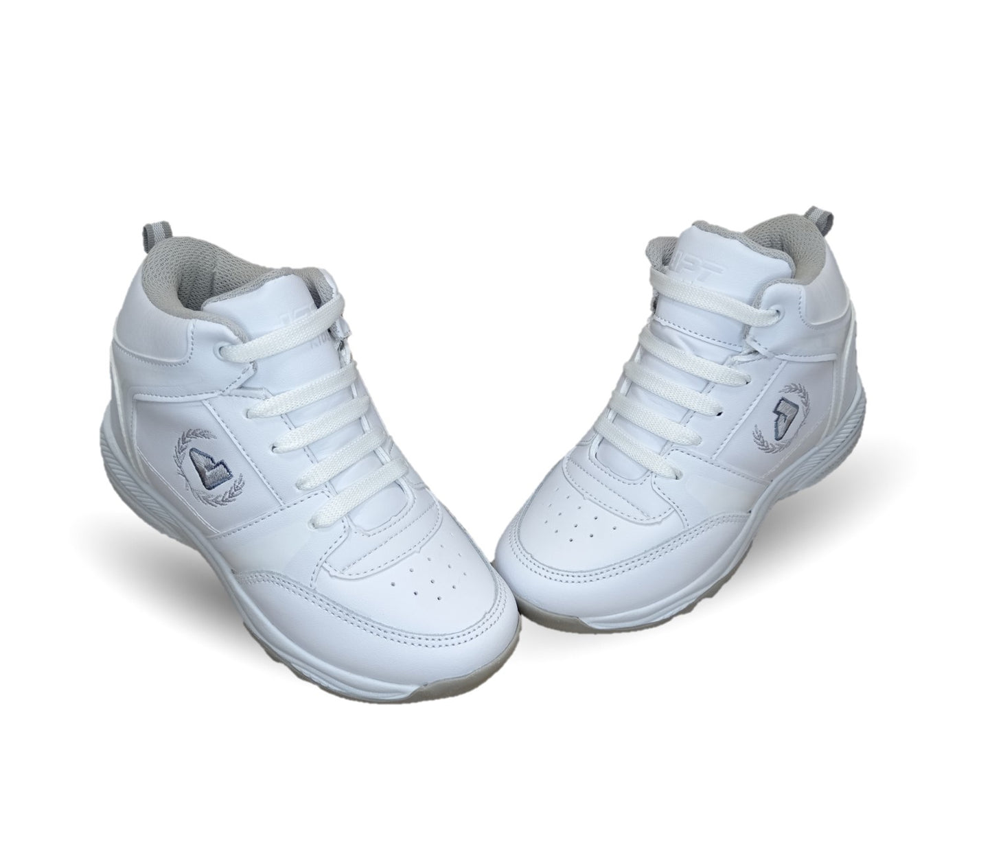 Tenis tipo Bota de piel con agujetas Apt 604 Blanco/Plata Unisex para niño y niña