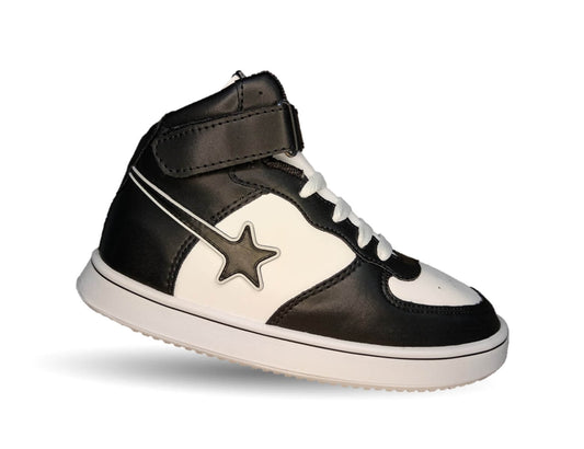 Tenis Urbano tipo Bota con agujetas Atrom 110 Negro/Blanco para niño