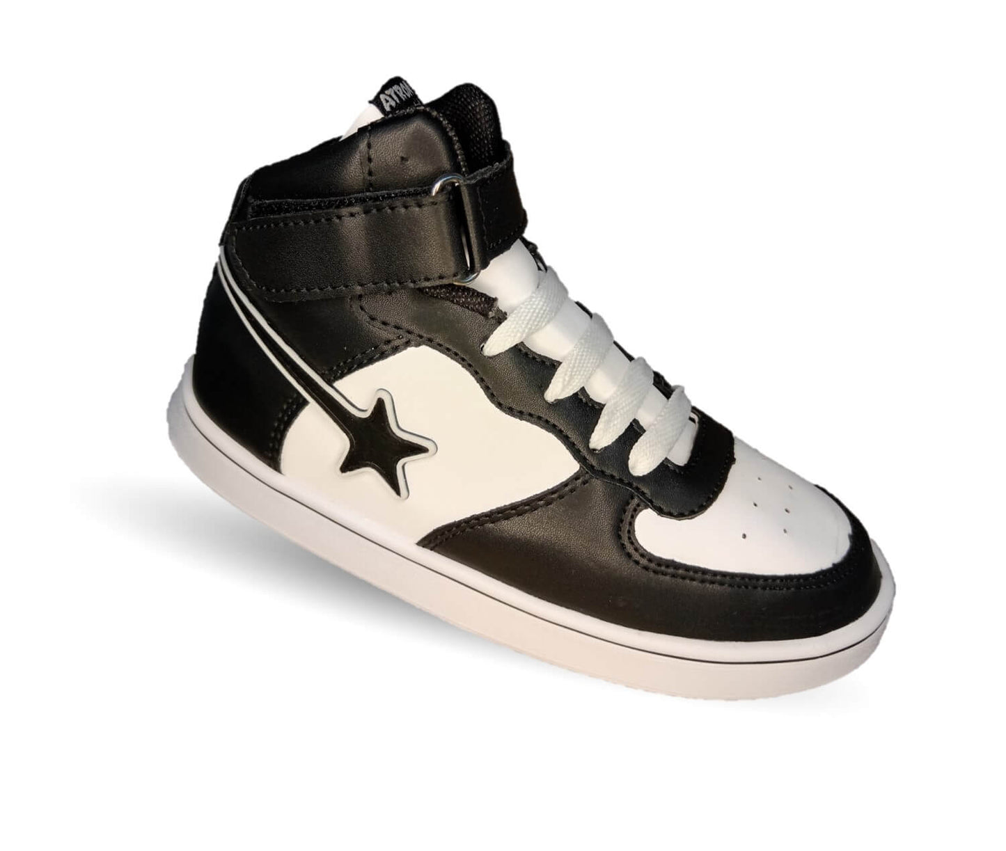 Tenis Urbano tipo Bota con agujetas Atrom 110 Negro/Blanco para niño