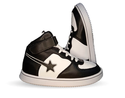 Tenis Urbano tipo Bota con agujetas Atrom 110 Negro/Blanco para niño