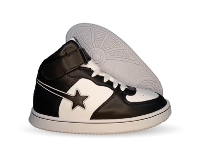 Tenis Urbano tipo Bota con agujetas Atrom 110 Negro/Blanco para niño