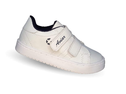 Tenis Urbano con contactel Aviar 1100 Blanco/Marino Unisex para niño y niña