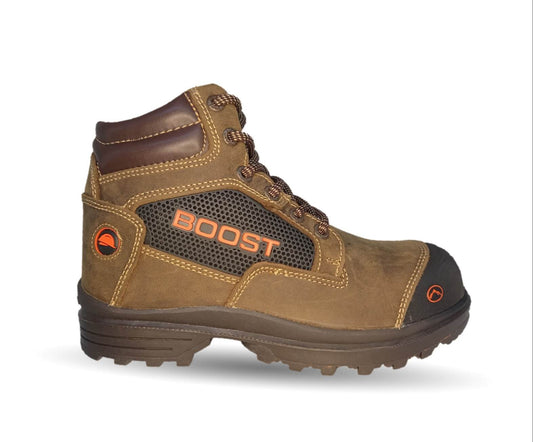 Bota Industrial y Casual de piel con casco de acero Boost 403 Crazy Café para hombre
