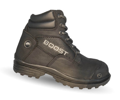 Bota Industrial y Casual de piel con casco de acero Boost 403 Negro Unisex para hombre y mujer