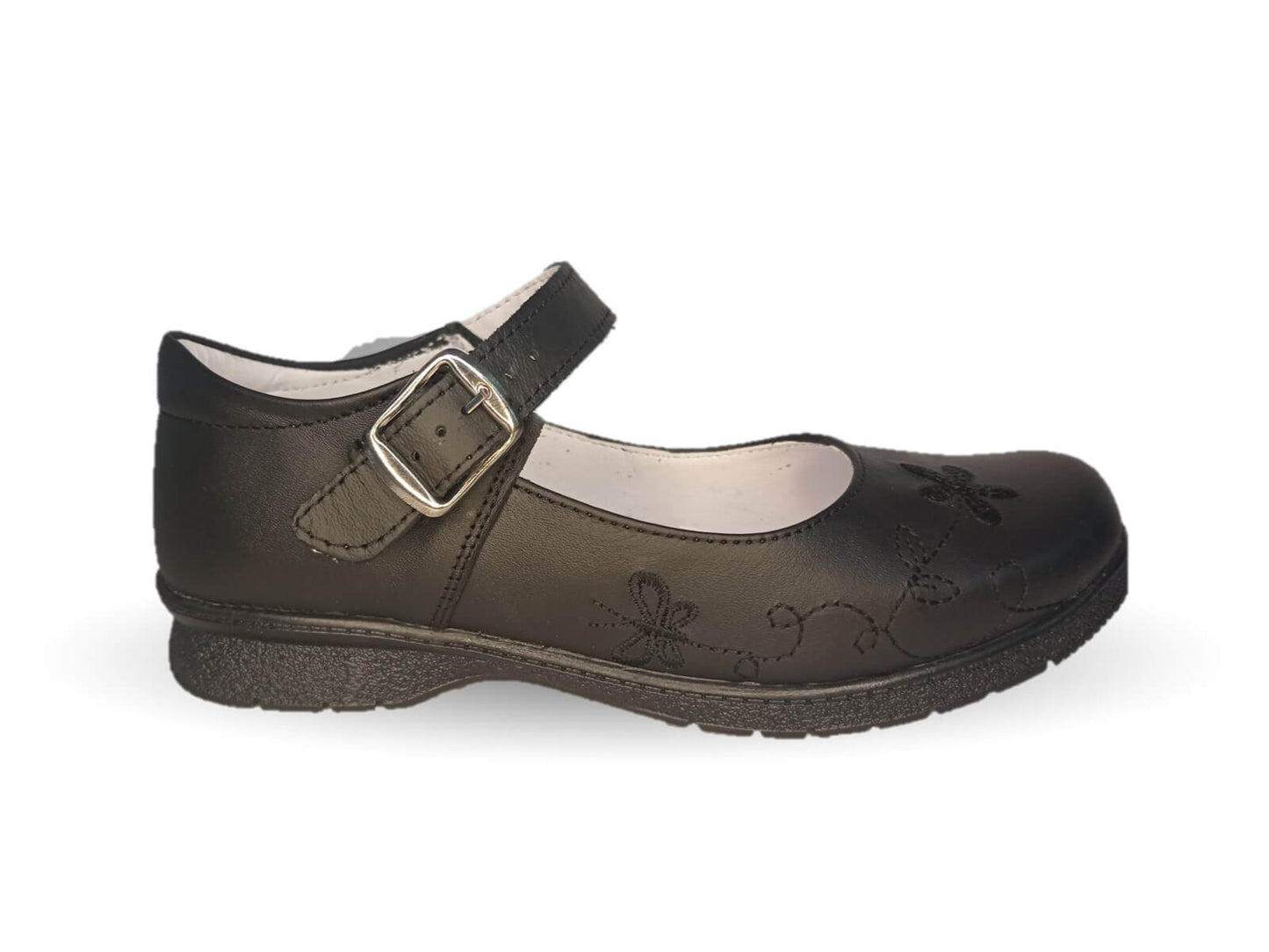 Zapato Escolar y Casual de piel con hebilla Brianda 1 Negro para niña