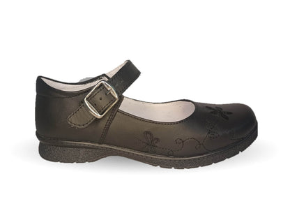 Zapato Escolar y Casual de piel con hebilla Brianda 1 Negro para niña