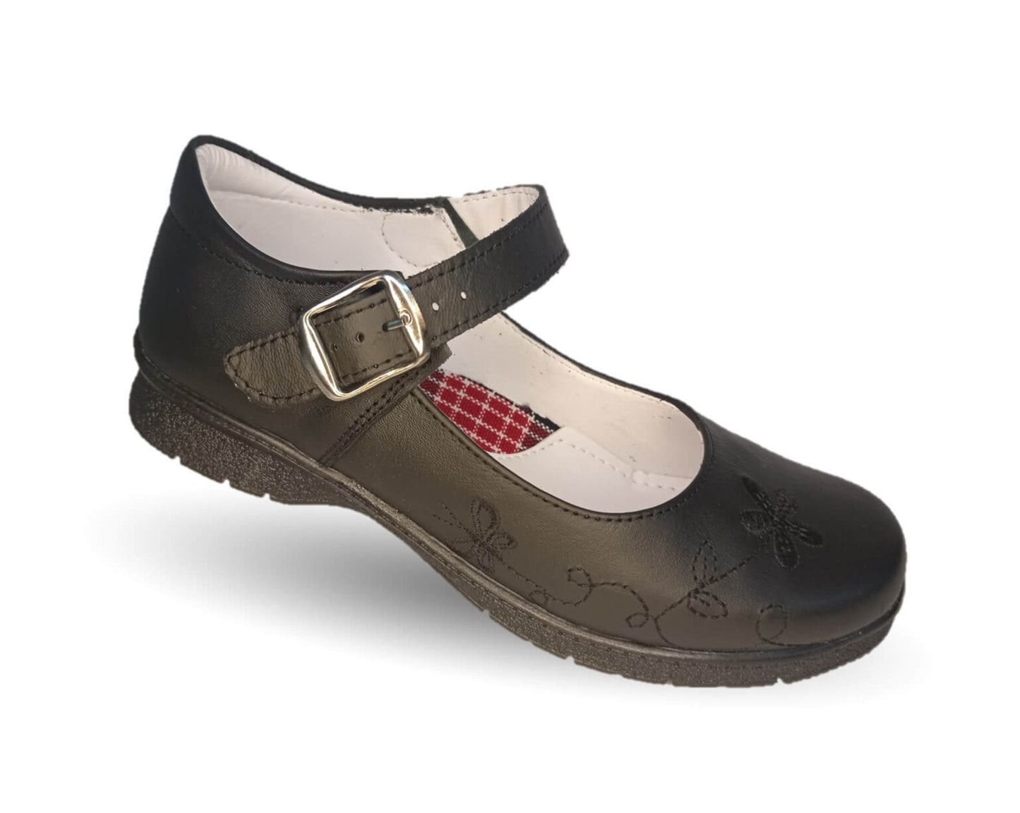 Zapato Escolar y Casual de piel con hebilla Brianda 1 Negro para niña