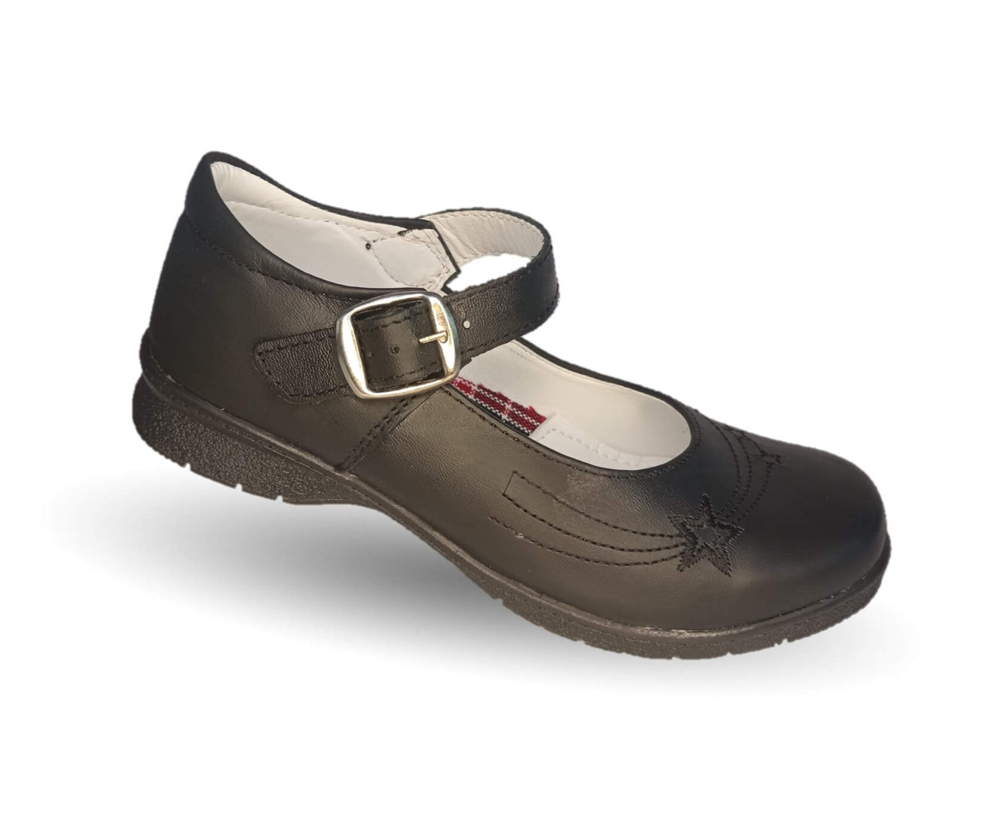 Zapato Escolar y Casual de piel con hebilla Brianda 6 Negro para niña