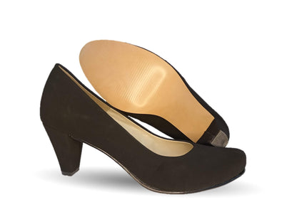Zapatilla de Vestir tacón medio Paola Calzatura 218 Buck Negro para mujer