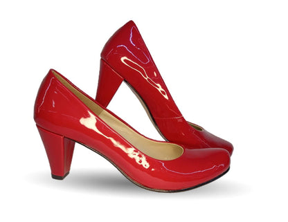 Zapatilla de Vestir tacón medio Paola Calzatura 218 Charol Rojo para mujer