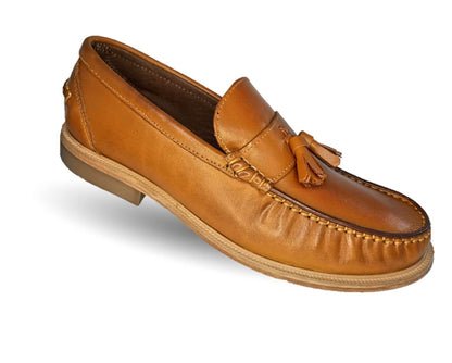 Zapato Casual y de Vestir tipo Mocasín Driver Penny Loafers de piel con suela de cuero Camo 1202 Miel para hombre