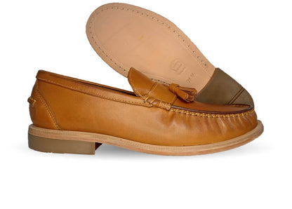 Zapato Casual y de Vestir tipo Mocasín Driver Penny Loafers de piel con suela de cuero Camo 1202 Miel para hombre