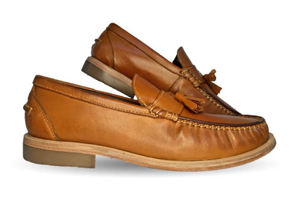 Zapato Casual y de Vestir tipo Mocasín Driver Penny Loafers de piel con suela de cuero Camo 1202 Miel para hombre