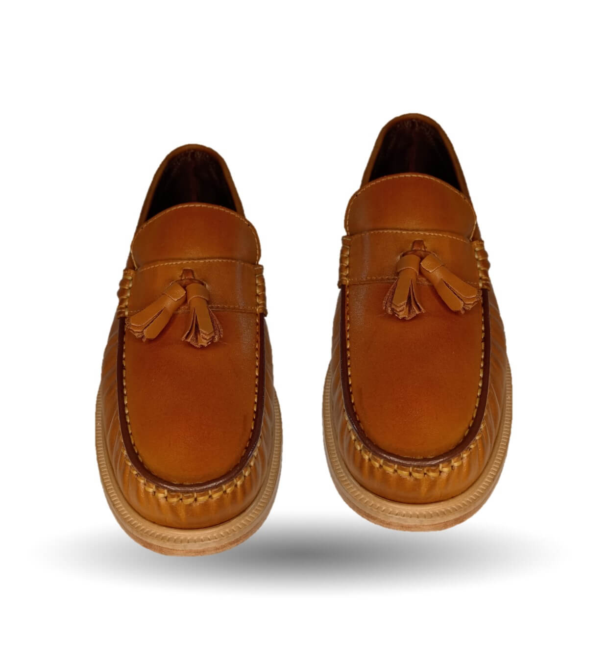 Zapato Casual y de Vestir tipo Mocasín Driver Penny Loafers de piel con suela de cuero Camo 1202 Miel para hombre